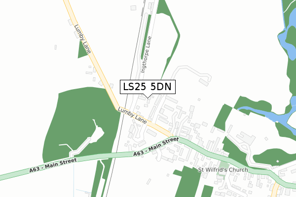 LS25 5DN map - large scale - OS Open Zoomstack (Ordnance Survey)