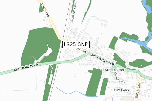 LS25 5NF map - large scale - OS Open Zoomstack (Ordnance Survey)