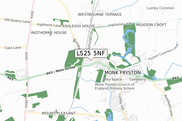 LS25 5NF map - small scale - OS Open Zoomstack (Ordnance Survey)