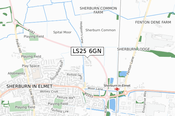 LS25 6GN map - small scale - OS Open Zoomstack (Ordnance Survey)