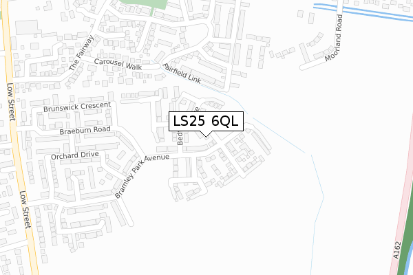 LS25 6QL map - large scale - OS Open Zoomstack (Ordnance Survey)
