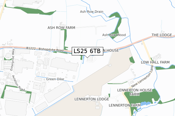 LS25 6TB map - small scale - OS Open Zoomstack (Ordnance Survey)