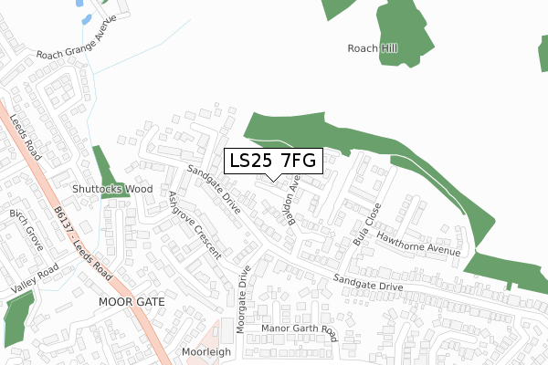 LS25 7FG map - large scale - OS Open Zoomstack (Ordnance Survey) LS25 7FG map - large scale - OS Open Zoomstack (Ordnance Survey)