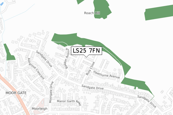 LS25 7FN map - large scale - OS Open Zoomstack (Ordnance Survey)