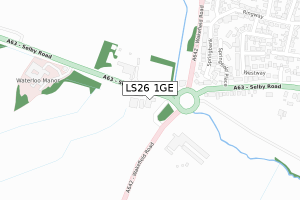 LS26 1GE map - large scale - OS Open Zoomstack (Ordnance Survey)