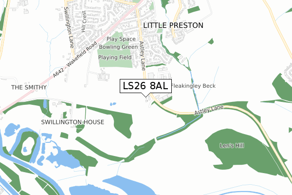 LS26 8AL map - small scale - OS Open Zoomstack (Ordnance Survey)