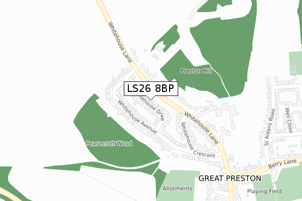 LS26 8BP map - large scale - OS Open Zoomstack (Ordnance Survey)