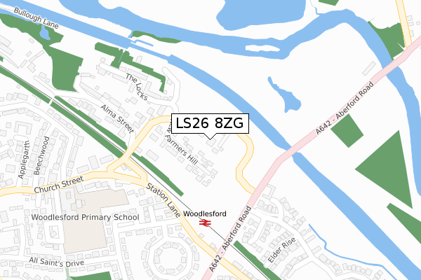 LS26 8ZG map - large scale - OS Open Zoomstack (Ordnance Survey)