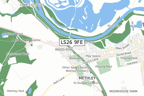 LS26 9FE map - small scale - OS Open Zoomstack (Ordnance Survey)