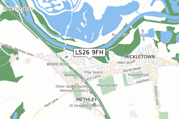 LS26 9FH map - small scale - OS Open Zoomstack (Ordnance Survey)