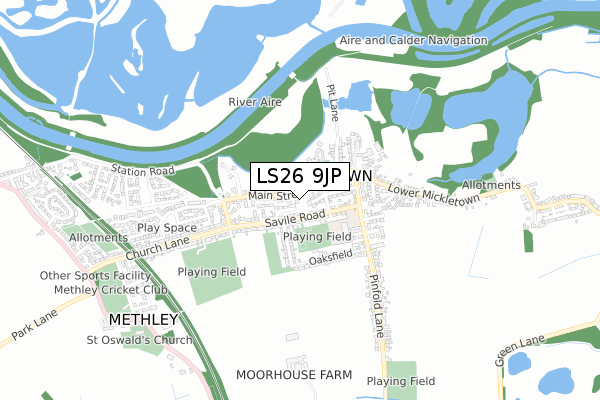 LS26 9JP map - small scale - OS Open Zoomstack (Ordnance Survey)