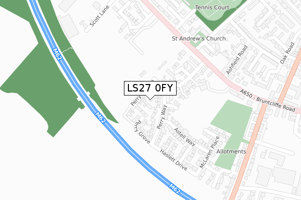 LS27 0FY map - large scale - OS Open Zoomstack (Ordnance Survey)