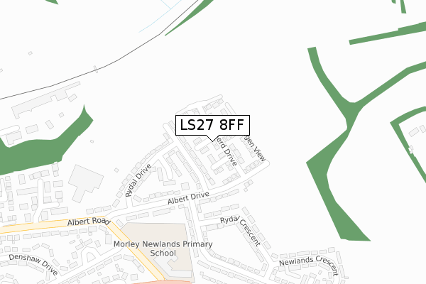 LS27 8FF map - large scale - OS Open Zoomstack (Ordnance Survey)