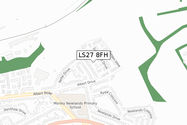 LS27 8FH map - large scale - OS Open Zoomstack (Ordnance Survey)