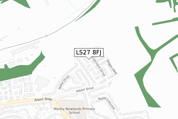 LS27 8FJ map - large scale - OS Open Zoomstack (Ordnance Survey)