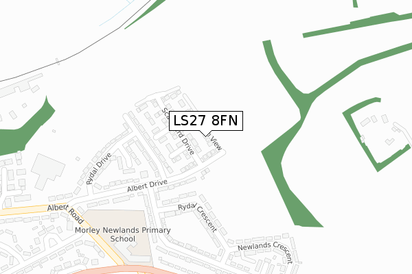 LS27 8FN map - large scale - OS Open Zoomstack (Ordnance Survey)