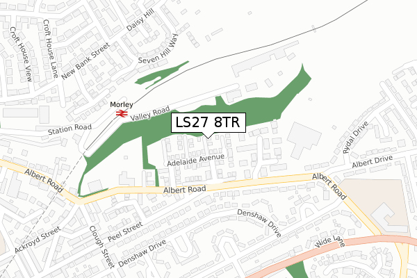 LS27 8TR map - large scale - OS Open Zoomstack (Ordnance Survey)