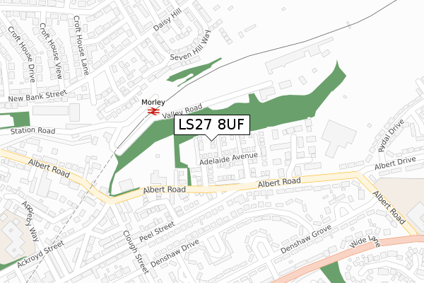 LS27 8UF map - large scale - OS Open Zoomstack (Ordnance Survey)