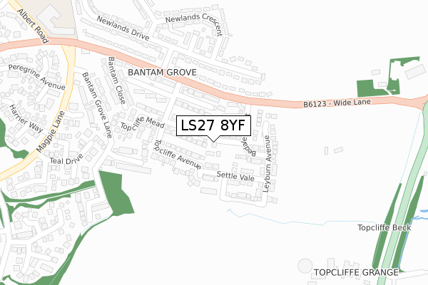 LS27 8YF map - large scale - OS Open Zoomstack (Ordnance Survey)