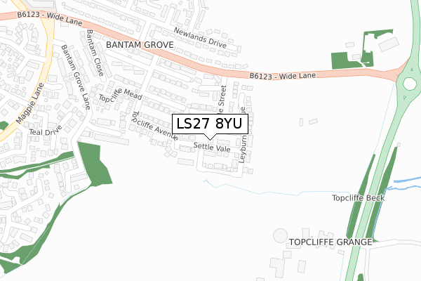 LS27 8YU map - large scale - OS Open Zoomstack (Ordnance Survey)