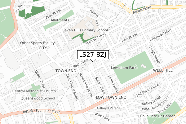 LS27 8ZJ map - large scale - OS Open Zoomstack (Ordnance Survey) LS27 8ZJ map - large scale - OS Open Zoomstack (Ordnance Survey)