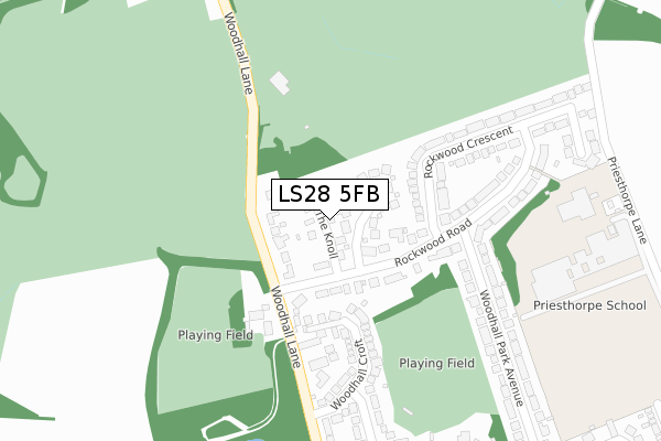 LS28 5FB map - large scale - OS Open Zoomstack (Ordnance Survey)