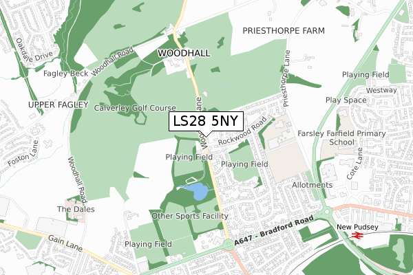 LS28 5NY map - small scale - OS Open Zoomstack (Ordnance Survey)