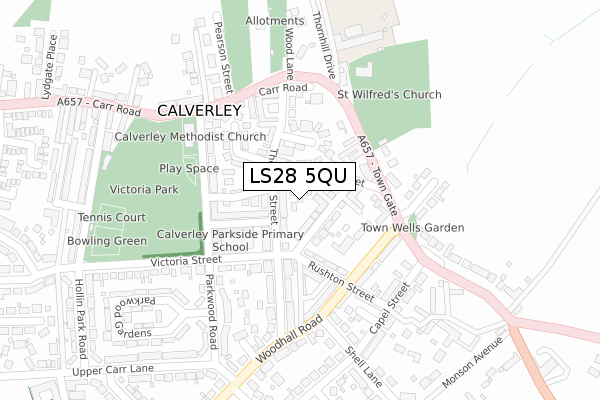 LS28 5QU map - large scale - OS Open Zoomstack (Ordnance Survey) LS28 5QU map - large scale - OS Open Zoomstack (Ordnance Survey)