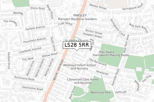 LS28 5RR map - large scale - OS Open Zoomstack (Ordnance Survey)