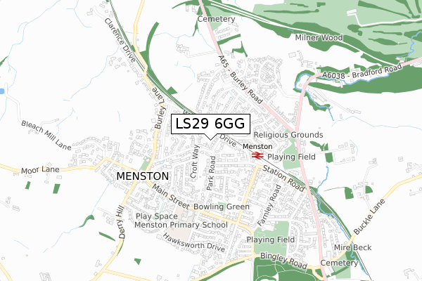 LS29 6GG map - small scale - OS Open Zoomstack (Ordnance Survey)