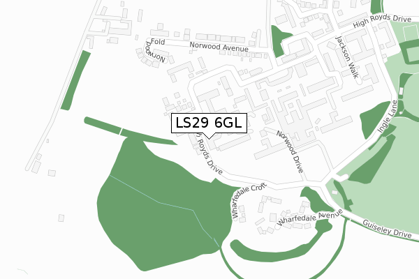 LS29 6GL map - large scale - OS Open Zoomstack (Ordnance Survey)