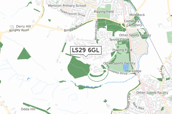 LS29 6GL map - small scale - OS Open Zoomstack (Ordnance Survey)