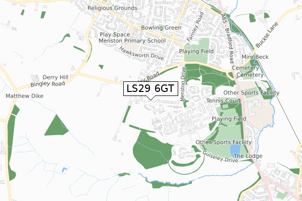 LS29 6GT map - small scale - OS Open Zoomstack (Ordnance Survey)