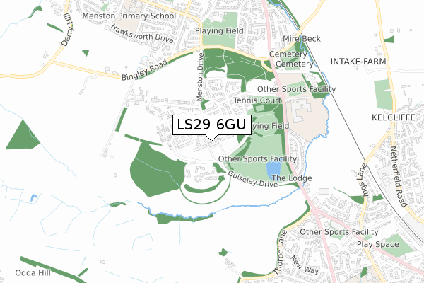 LS29 6GU map - small scale - OS Open Zoomstack (Ordnance Survey)