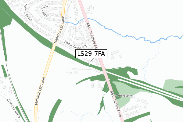 LS29 7FA map - large scale - OS Open Zoomstack (Ordnance Survey)