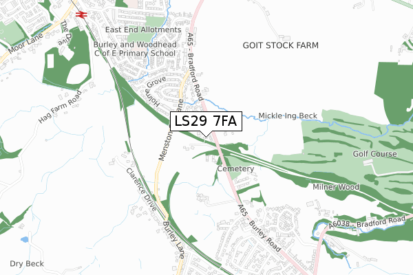LS29 7FA map - small scale - OS Open Zoomstack (Ordnance Survey)