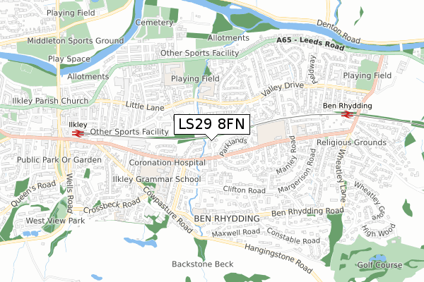 LS29 8FN map - small scale - OS Open Zoomstack (Ordnance Survey)