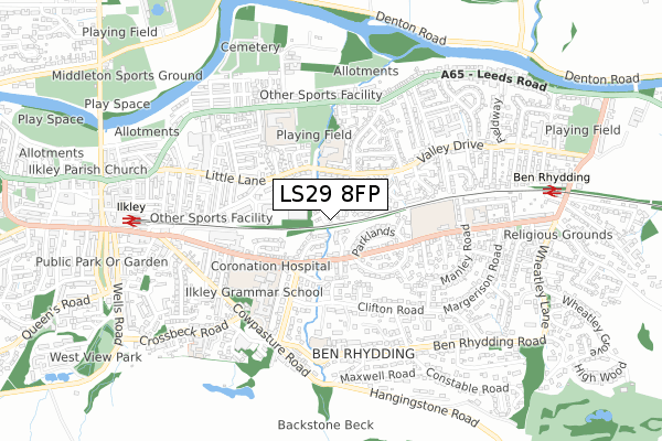LS29 8FP map - small scale - OS Open Zoomstack (Ordnance Survey)