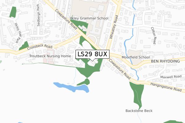 LS29 8UX map - large scale - OS Open Zoomstack (Ordnance Survey)