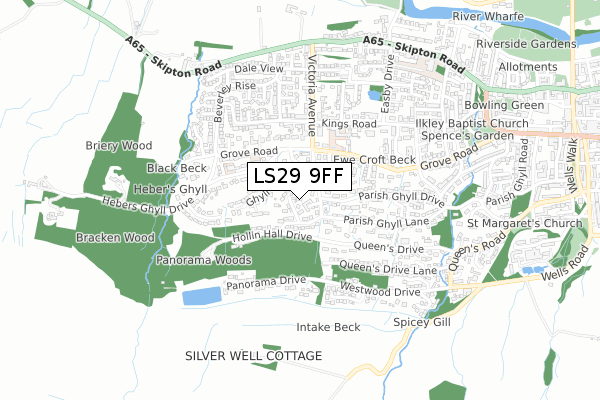 LS29 9FF map - small scale - OS Open Zoomstack (Ordnance Survey)