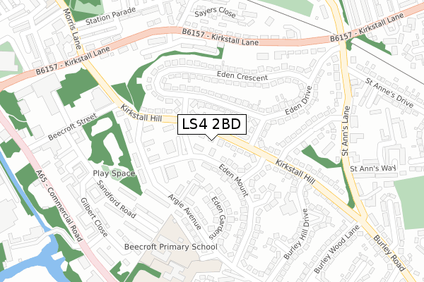 LS4 2BD map - large scale - OS Open Zoomstack (Ordnance Survey)