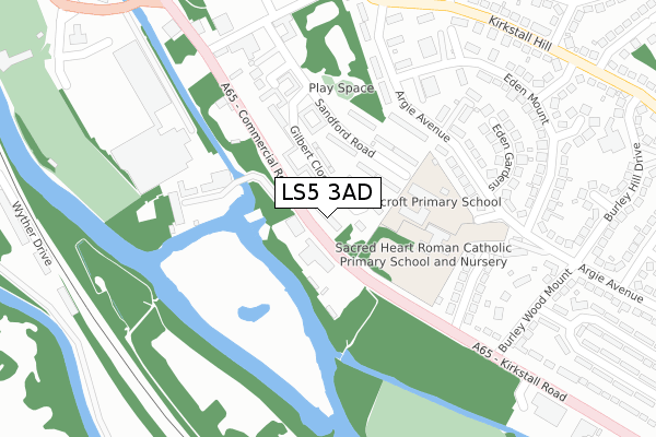 LS5 3AD map - large scale - OS Open Zoomstack (Ordnance Survey)