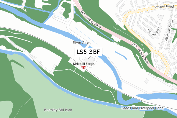 LS5 3BF map - large scale - OS Open Zoomstack (Ordnance Survey)