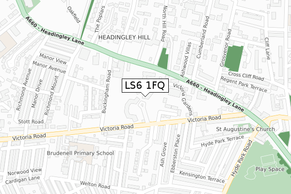 LS6 1FQ map - large scale - OS Open Zoomstack (Ordnance Survey)