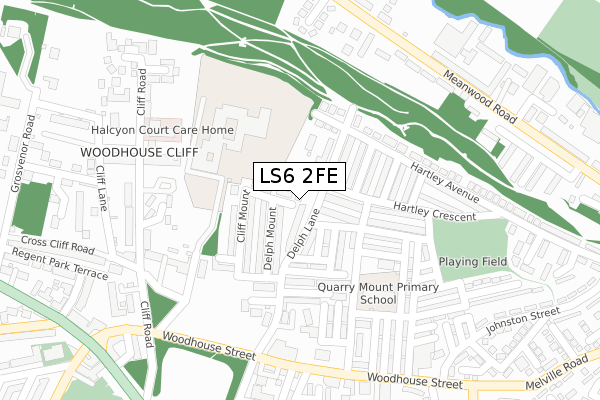 LS6 2FE map - large scale - OS Open Zoomstack (Ordnance Survey)