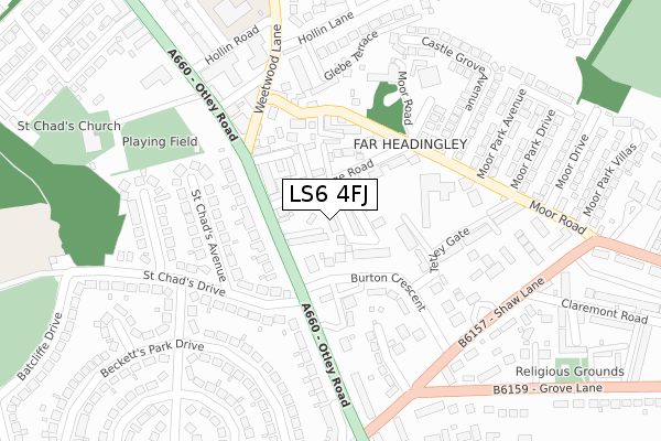 LS6 4FJ map - large scale - OS Open Zoomstack (Ordnance Survey)