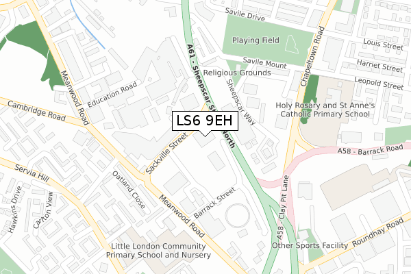 LS6 9EH map - large scale - OS Open Zoomstack (Ordnance Survey)