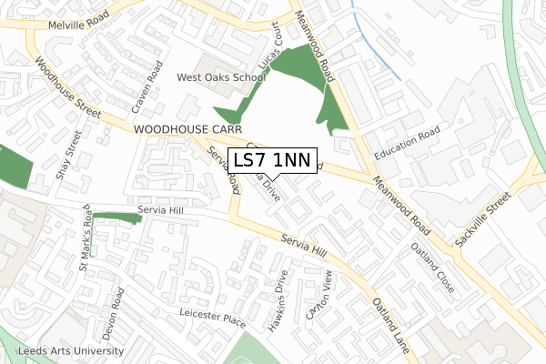 LS7 1NN map - large scale - OS Open Zoomstack (Ordnance Survey)