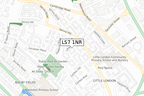 LS7 1NR map - large scale - OS Open Zoomstack (Ordnance Survey)