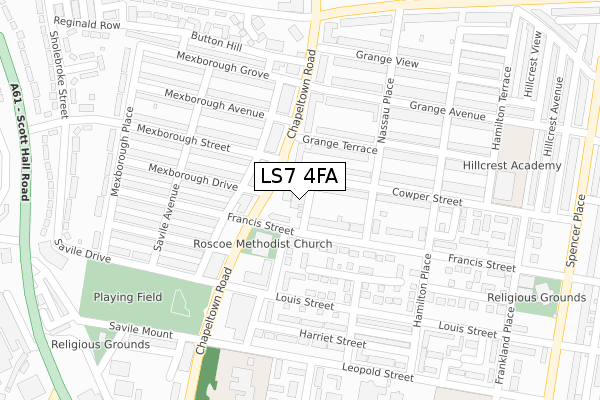 LS7 4FA map - large scale - OS Open Zoomstack (Ordnance Survey) LS7 4FA map - large scale - OS Open Zoomstack (Ordnance Survey)
